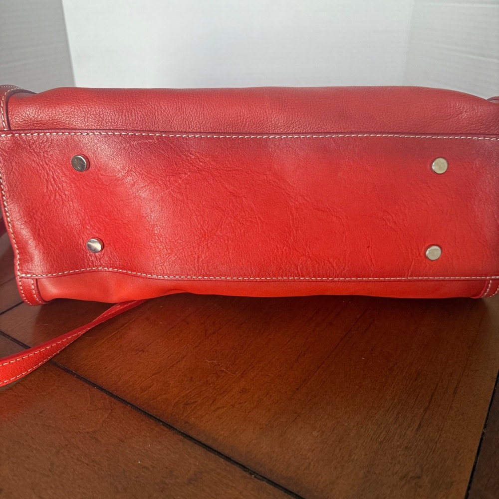 Cavalcanti Red Ombre Italian Leather Satchel Handbag Crossbody Made in Italy NEW - Picture 5 of 11